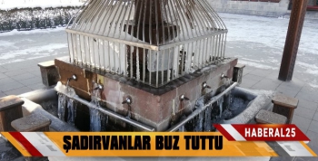 Erzurum’da Şadırvanlar Buz Tuttu