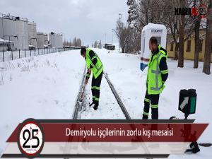 Demiryolu işçilerinin zorlu kış mesaisi