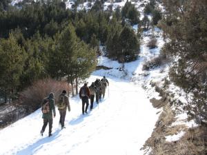 Doğaseverlerin karda trekking keyfi