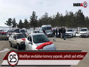 Modifiye sevdalıları konvoy yaparak, şehidi yad ettiler 