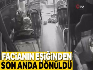 Sultanbeyli'de otobüs kazasında faciadan dönülen anlar kamerada