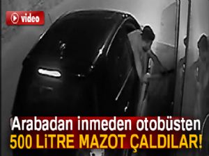 Halk otobüsünden 500 litre mazot çaldılar