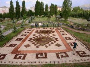 Erzurum'da canlı begonyalardan 600 metrekarelik halı