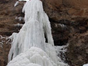 Sibirya soğukları Erzurum'da şelaleleri dondurdu