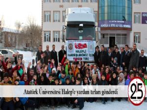  Atatürk Üniversitesi Halep'e yardım tırları gönderdi