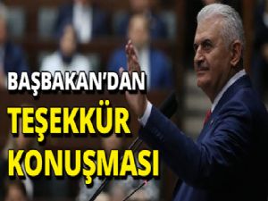 Başbakan Yıldırım'dan Meclis'te teşekkür konuşması