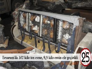  Erzurum'da 107 kilo toz esrar, 9,5 kilo eroin ele geçirildi