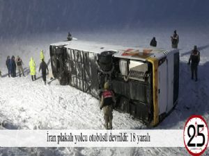   İran plakalı yolcu otobüsü devrildi: 18 yaralı 