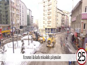  Erzurum'da karla mücadele çalışmaları 